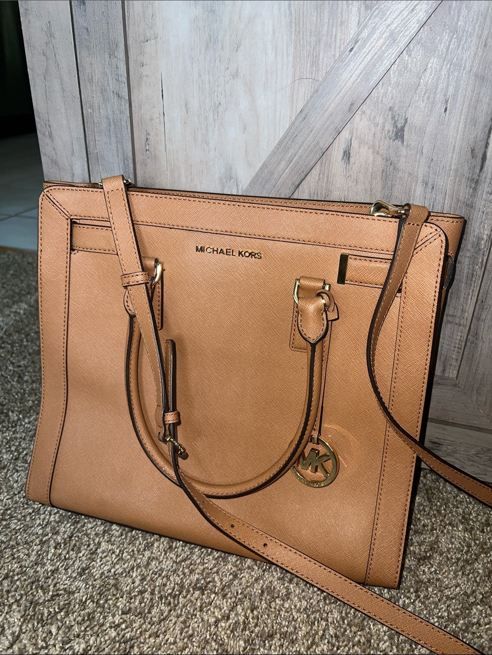 Michael Kors Saddle Tan Structured Leather Tote